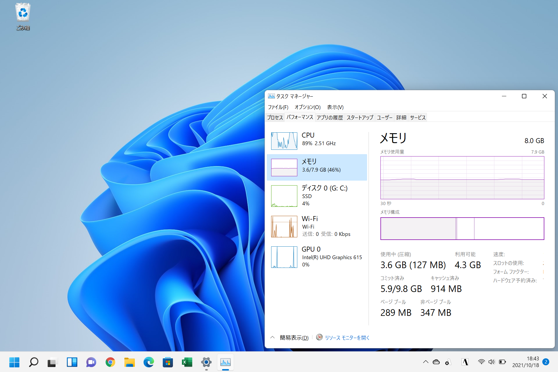 通常時のメモリ