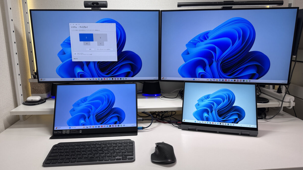 USB-Cで複数モニターに出力したところ