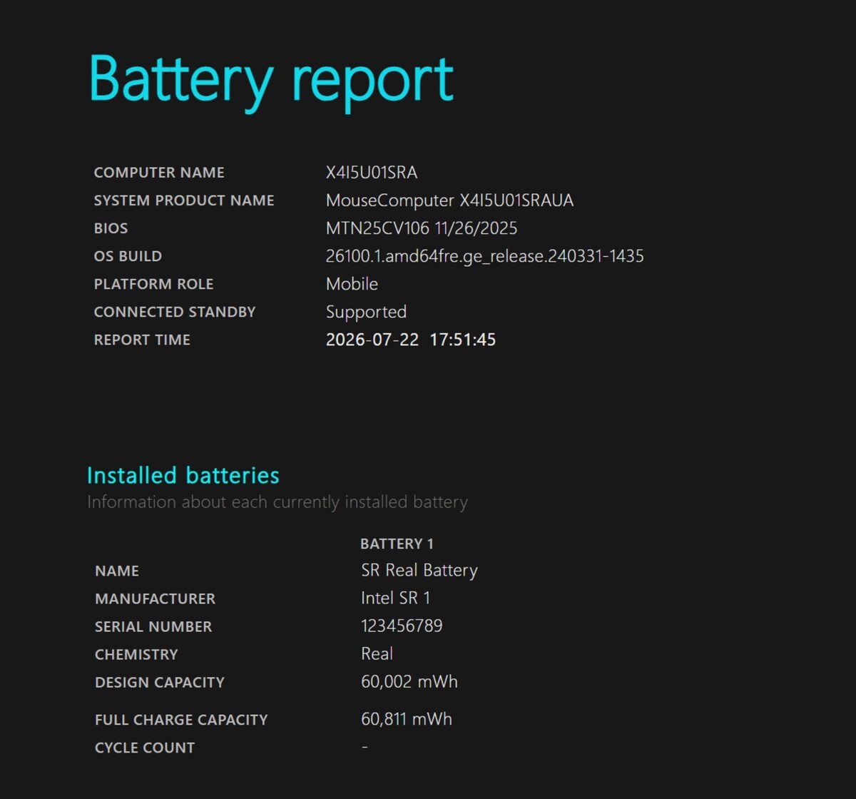 Battery reportの計測結果