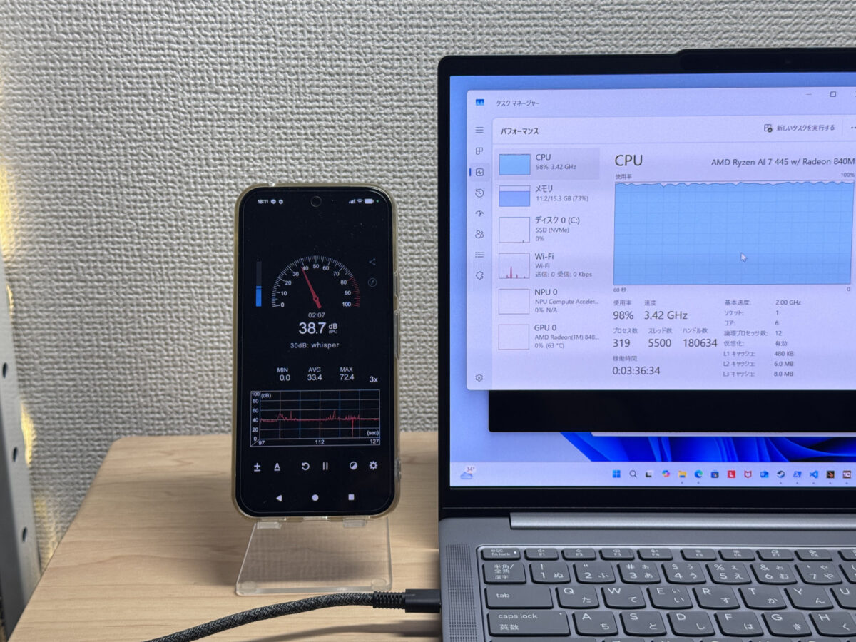 負荷時の騒音