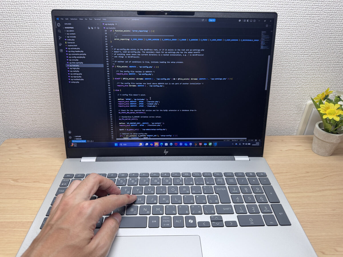 キーボードを実際に入力している様子