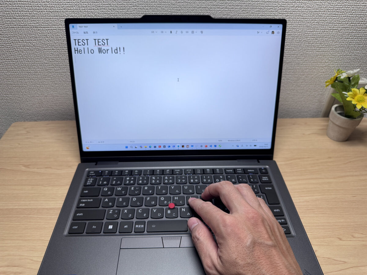 タイピングしている様子